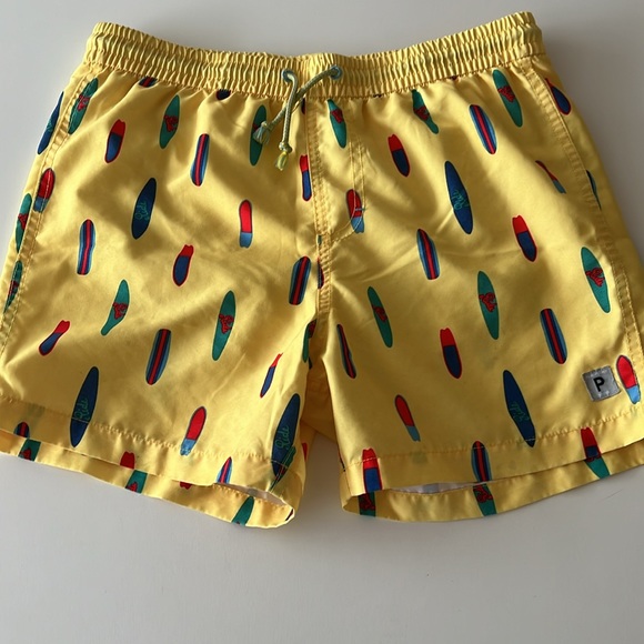 Polarn O. Pyret Boys Yellow Surfboard Swim Shorts Trunks Size 10-12 Y 146/152cm - Picture 1 of 8